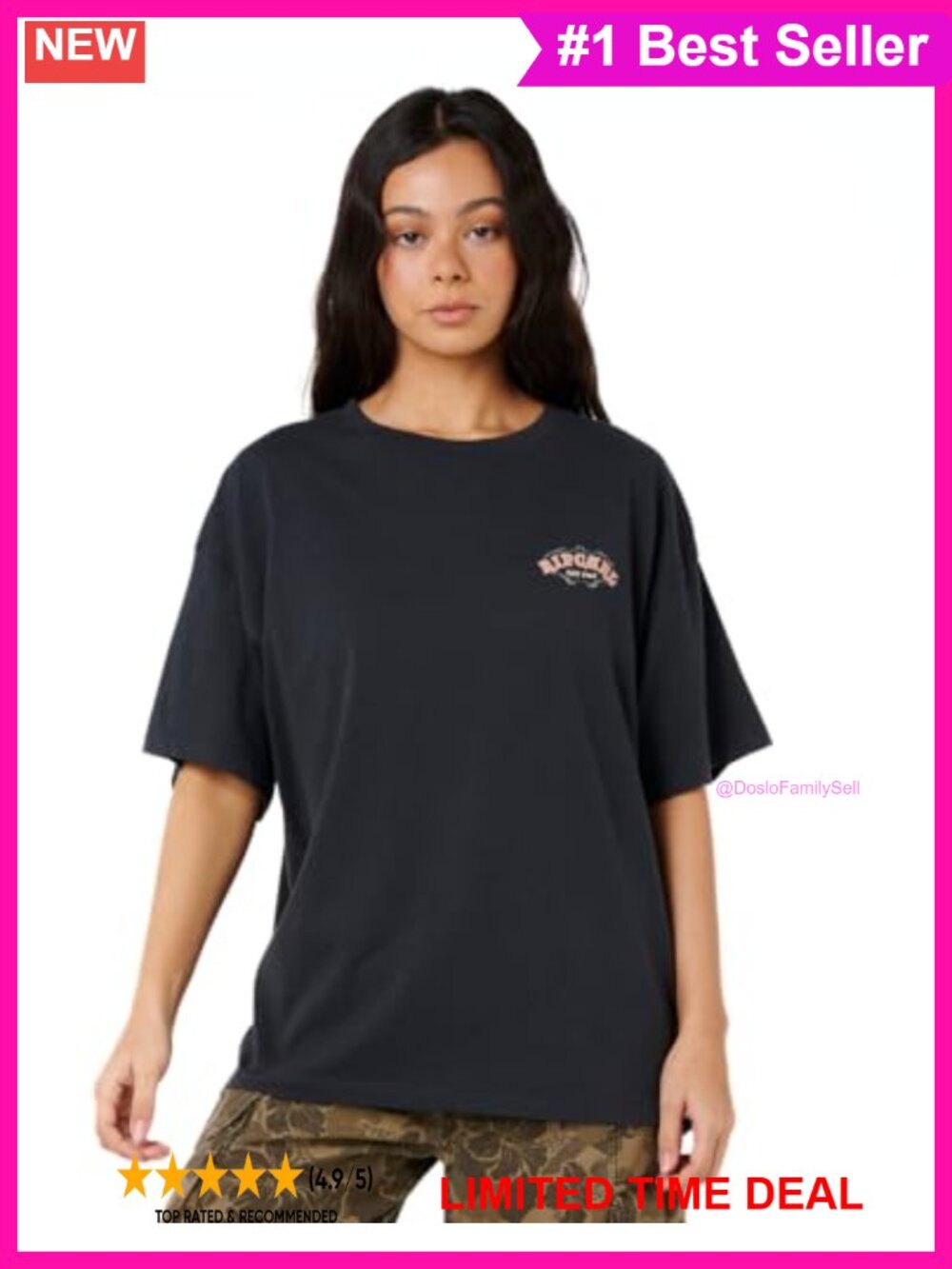 Rip Curl Heritage Crew Neck Short Sleeve T-Shirt Tee, 100% Cotton Jersey,